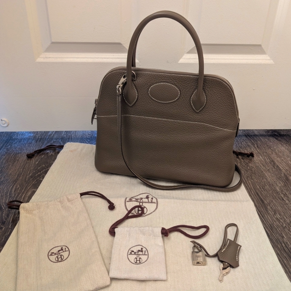 Hermes Bolide 31 Etoupe Silver Hardware